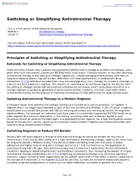 Switching Or Simplifying Antiretroviral Therapy
