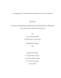 The Application of Network Theory to Power-5 Coaching Trees Dissertation Presented in Partial Fulfillment Of