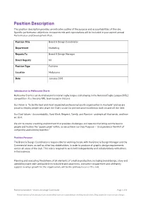 Position Description This Position Description Provides an Indicative Outline of the Purpose and Accountabilities of the Role