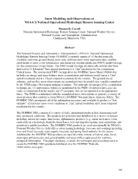 Snow Modeling and Observations at NOAA's National Operational