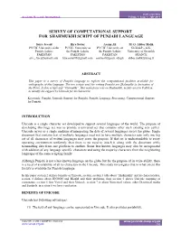 Survey of Computational Support for Shahmukhi Script of Punjabi Language