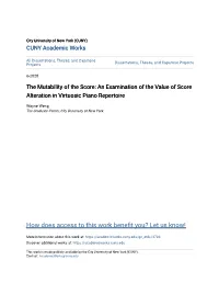An Examination of the Value of Score Alteration in Virtuosic Piano Repertoire