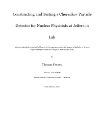 Constructing and Testing a Cherenkov Particle Detector for Nuclear Physicists at Jefferson