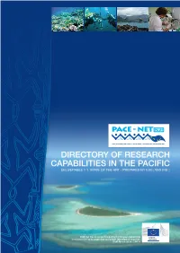 Directory of Research Capabilities in the Pacific Deliverable 1.1