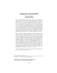 Dispelling the Alphabet Effect
