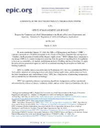 EPIC Comments to the Office of Management and Budget