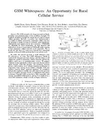 GSM Whitespaces: an Opportunity for Rural Cellular Service