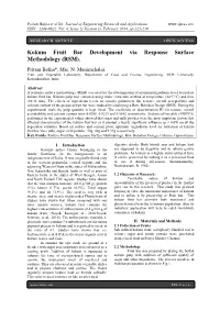 Kokum Fruit Bar Development Via Response Surface Methodology (RSM)