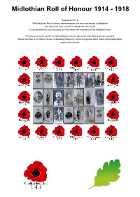Midlothian Roll of Honour 1914 - 1918