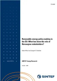 Renewable Energy Policy Making in the EU: What Has Been the Role of Norwegian Stakeholders?