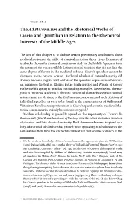 The Ad Herennium and the Rhetorical Works of Cicero and Quintilian in Relation to the Rhetorical Interests of the Middle Ages