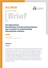 The Hybrid State Destatization and Neopatrimonialism: Key Concepts for Understanding International Relations