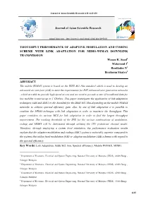 THOUGHPUT PERFORMANCE of ADAPTIVE MODULATION and CODING SCHEME with LINK ADAPTATION for MIMO-WIMAX DOWNLINK TRANSMISSION Wasan K