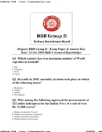12 Oct 2018 Shift-1 (General Knowledge)