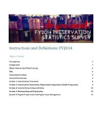 Instructions and Dehinitions: FY2014
