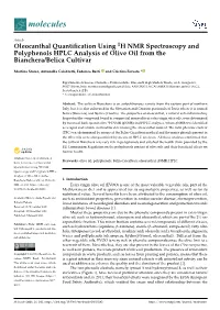 Oleocanthal Quantification Using 1H NMR Spectroscopy And