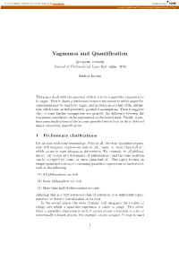 Vagueness and Quantification