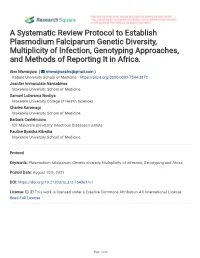 A Systematic Review Protocol to Establish Plasmodium Falciparum