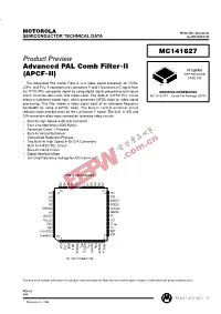 Advanced PAL Comb Filter-II (APCF-II) MC141627