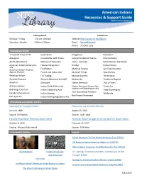 American Indians Resources & Support Guide a Selected List of Resources