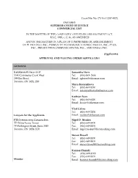 Court File No. CV-16-11257-00CL ONTARIO SUPERIOR COURT of JUSTICE COMMERCIAL LIST
