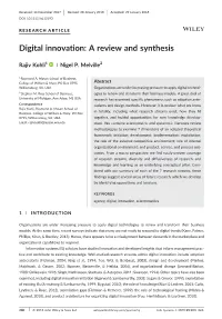 Digital Innovation: a Review and Synthesis