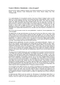 Frederic S Mishkin: Globalization - a Force for Good?