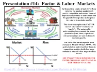 Presentation #14: Factor & Labor Markets