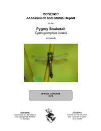 Pygmy Snaketail, Ophiogomphus Howei, Prepared Under Contract with Environment and Climate Change Canada