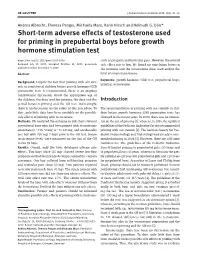Short-Term Adverse Effects of Testosterone Used for Priming In