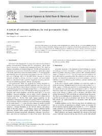 A Review of Corrosion Inhibitors for Rust Preventative Fluids Zhenglin Tang