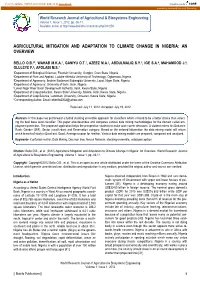 Agricultural Mitigation and Adaptation to Climate Change in Nigeria: an Overview