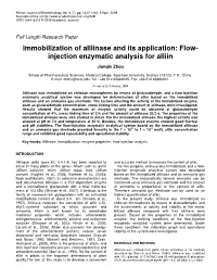 Immobilization of Alliinase and Its Application: Flow- Injection Enzymatic Analysis for Alliin
