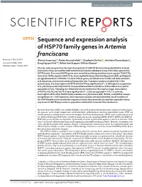 Sequence and Expression Analysis of HSP70 Family Genes in Artemia