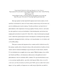 Unpacking the Backlash to Marriage Equality in Latin America Paper Prepared for Presentation at the Western Political Science Assn