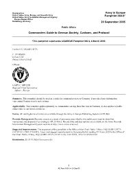 Commander's Guide to German Society, Customs, and Protocol