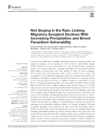 Linking Migratory Songbird Declines with Increasing Precipitation and Brood Parasitism Vulnerability