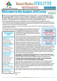 Retired Membersnewsletter Welcome to the August 2015 Issue