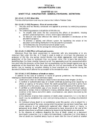 Title 30.1 Uniform Probate Code