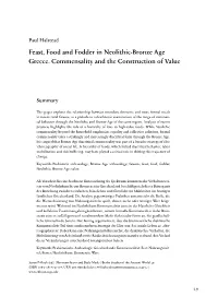 Feast, Food and Fodder in Neolithic-Bronze Age Greece