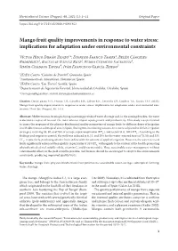 Mango Fruit Quality Improvements in Response to Water Stress: Implications for Adaptation Under Environmental Constraints