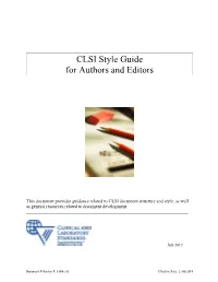 CLSI Style Guide for Authors and Editors