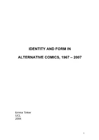 Identity and Form in Alternative Comics, 1967 – 2007