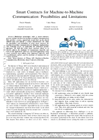 Smart Contracts for Machine-To-Machine Communication: Possibilities and Limitations