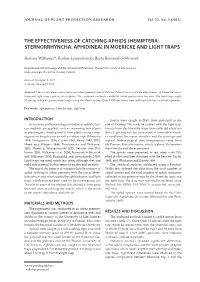 The Effectiveness of Catching Aphids (Hemiptera: Sternorrhyncha: Aphidinea) in Moericke and Light Traps