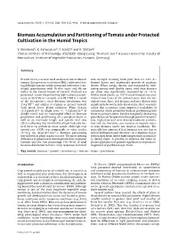 Biomass Accumulation and Partitioning of Tomato Under Protected Cultivation in the Humid Tropics