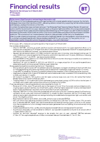 BT Group Plc Results Release Q4 2020/21