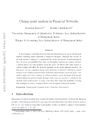 Change-Point Analysis in Financial Networks Arxiv:1911.05952V1 [Q-Fin