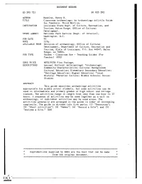 Classroom Archaeology: an Archaeology Activity Guide For