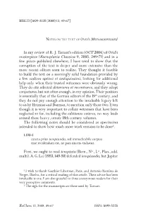 In My Review of R. J. Tarrant's Edition (OCT 2004) of Ovid's Masterpiece